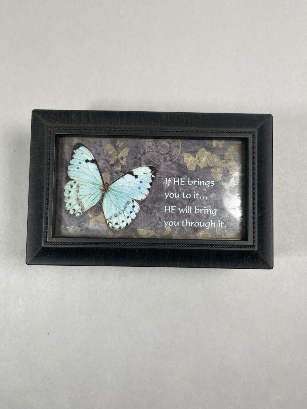 Inspirational Christian Music Box - Butterfly Art - Plays Amazing Grace - Carson